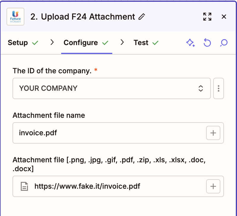 Zapier - Upload Attachment - Configure